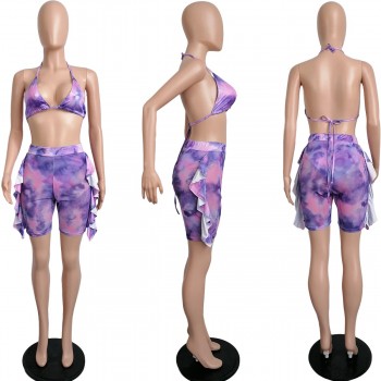Sexy Two Piece Set Print Swimwear Bikini Crop Tank Top And Panys Swimsuit Women Beach Holiday Clothes For Women